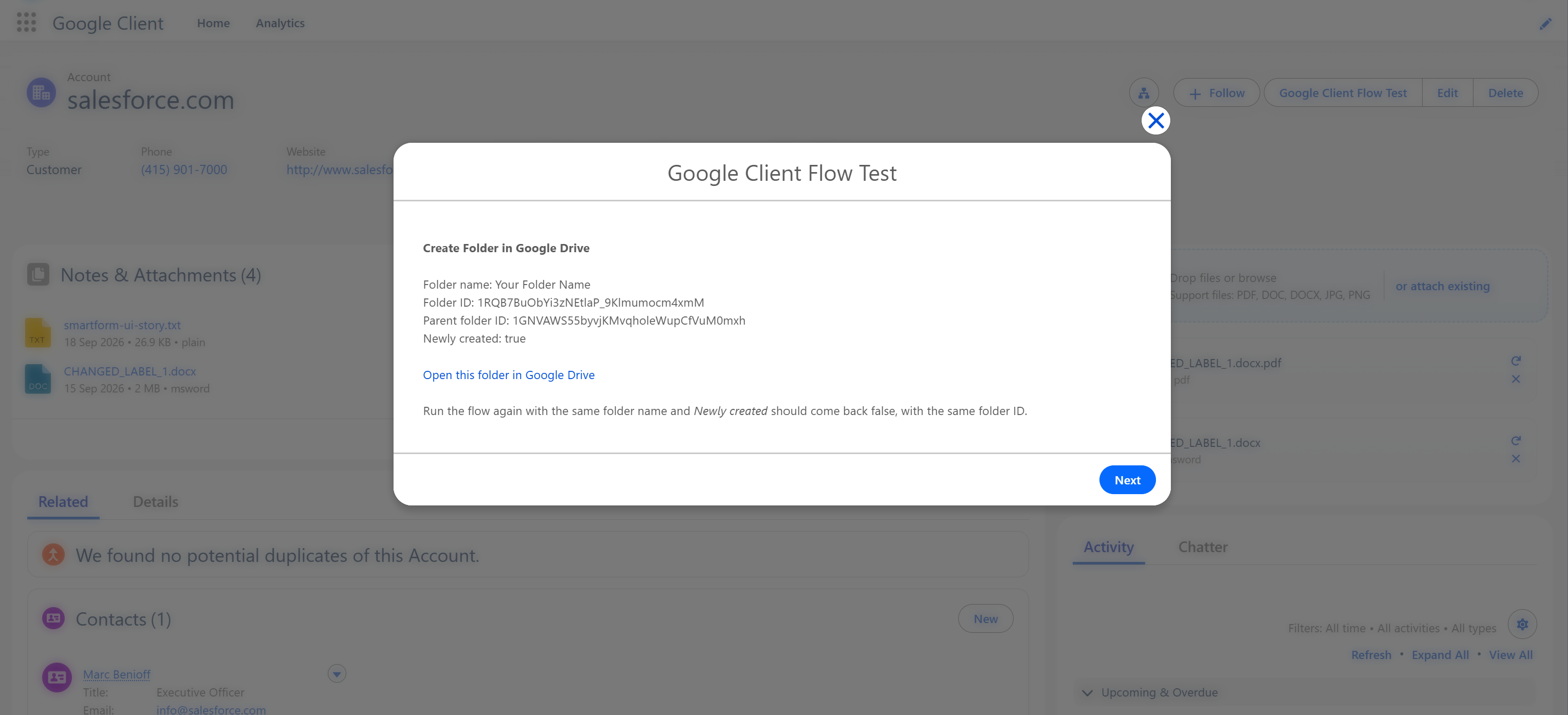 Create Folder results in a flow screen
