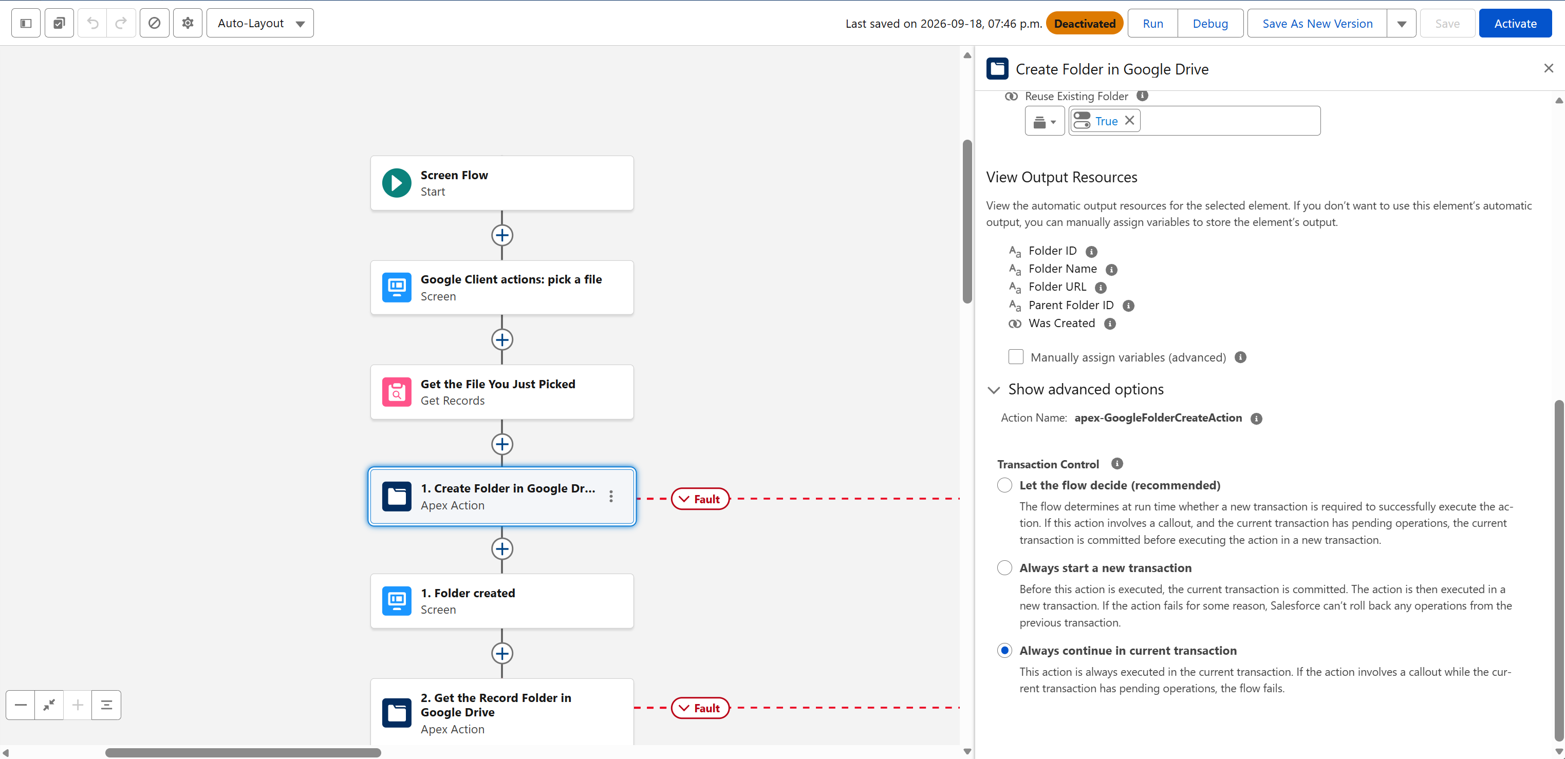 Create Folder action in Flow Builder