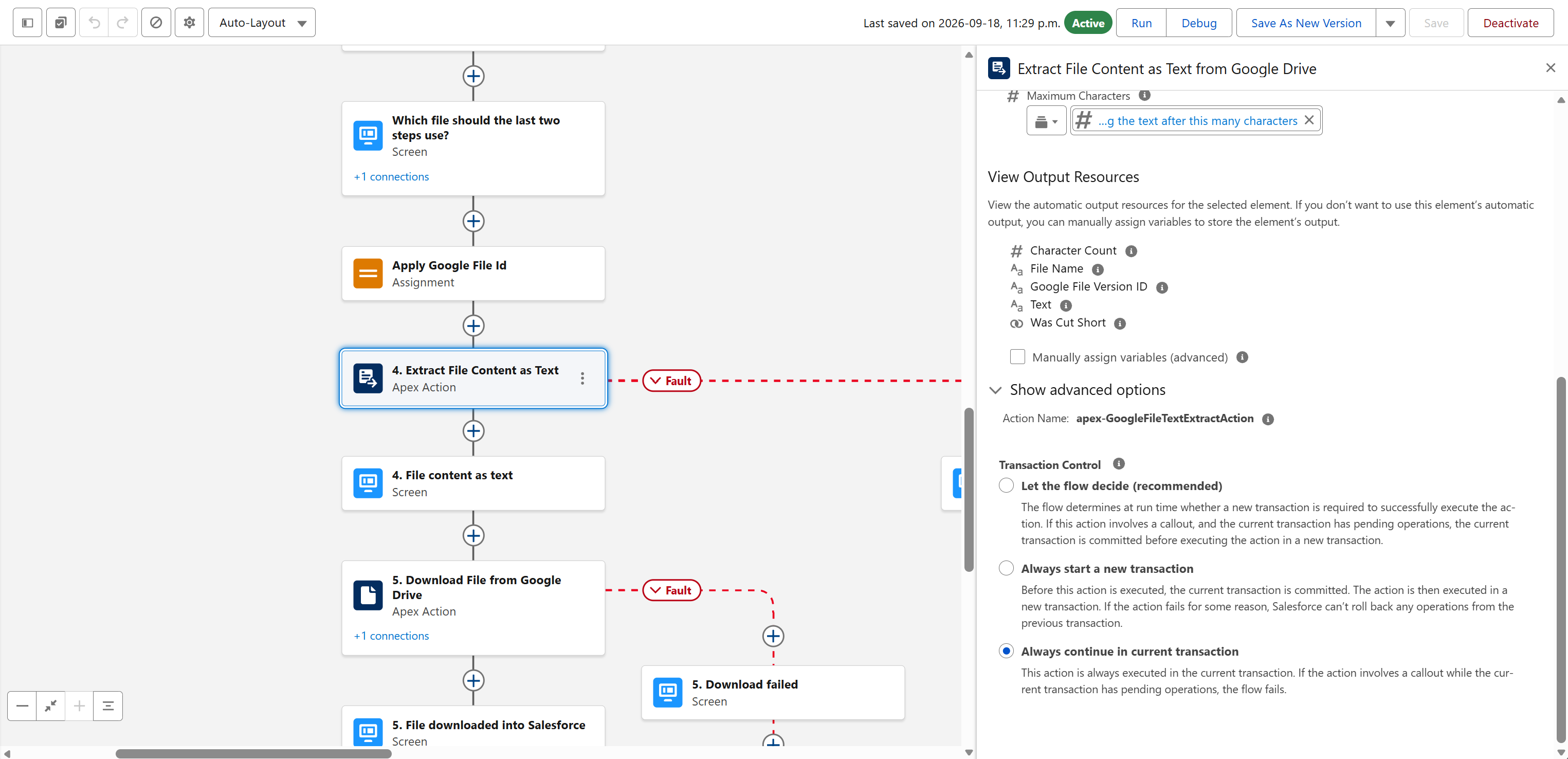 Extract File Content action in Flow Builder