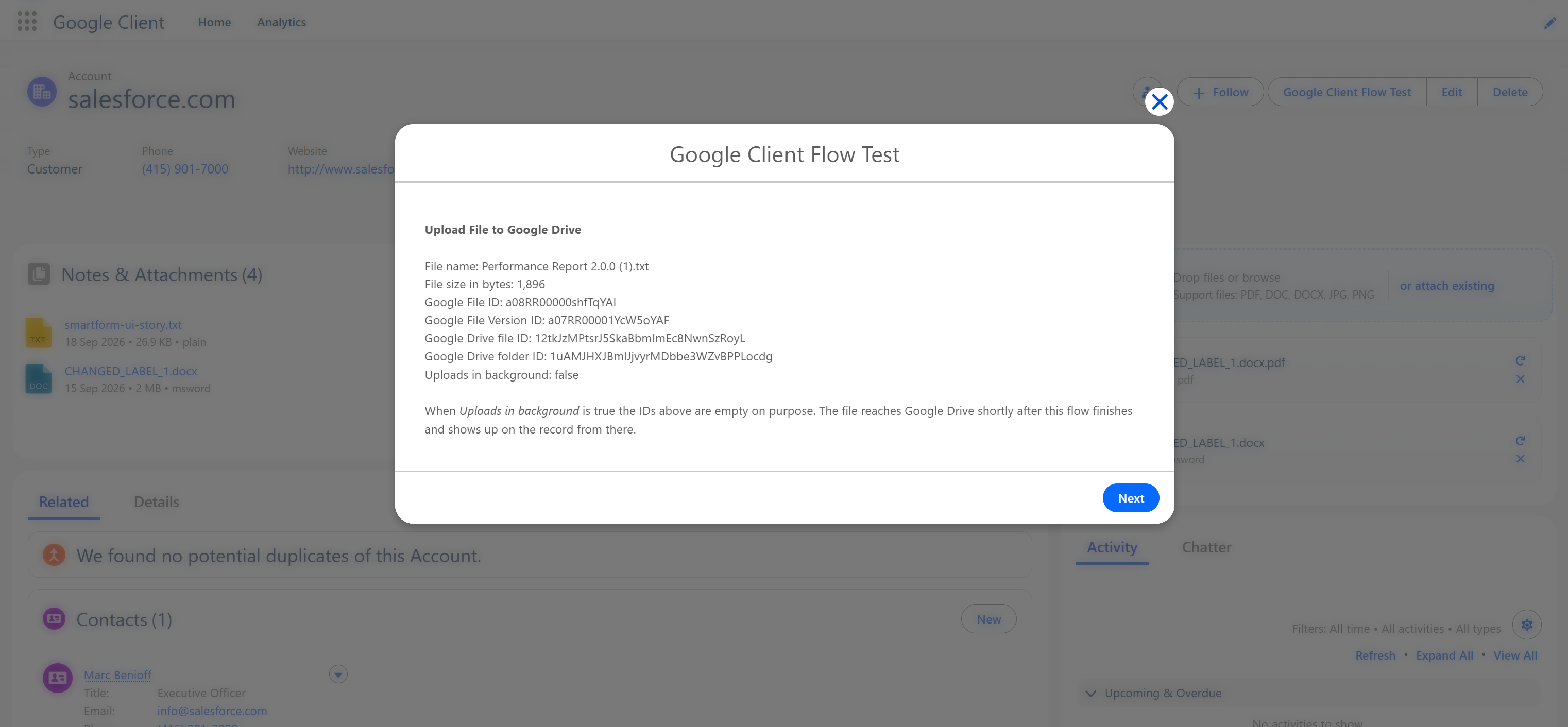 Upload File results in a flow screen