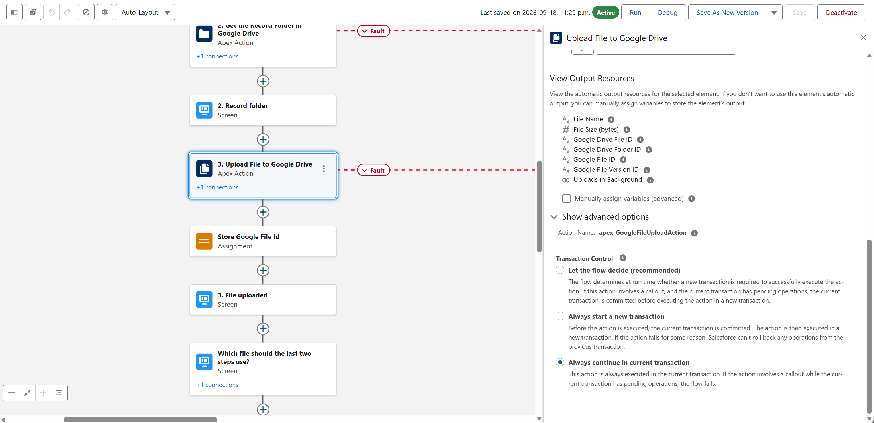 Upload File action in Flow Builder