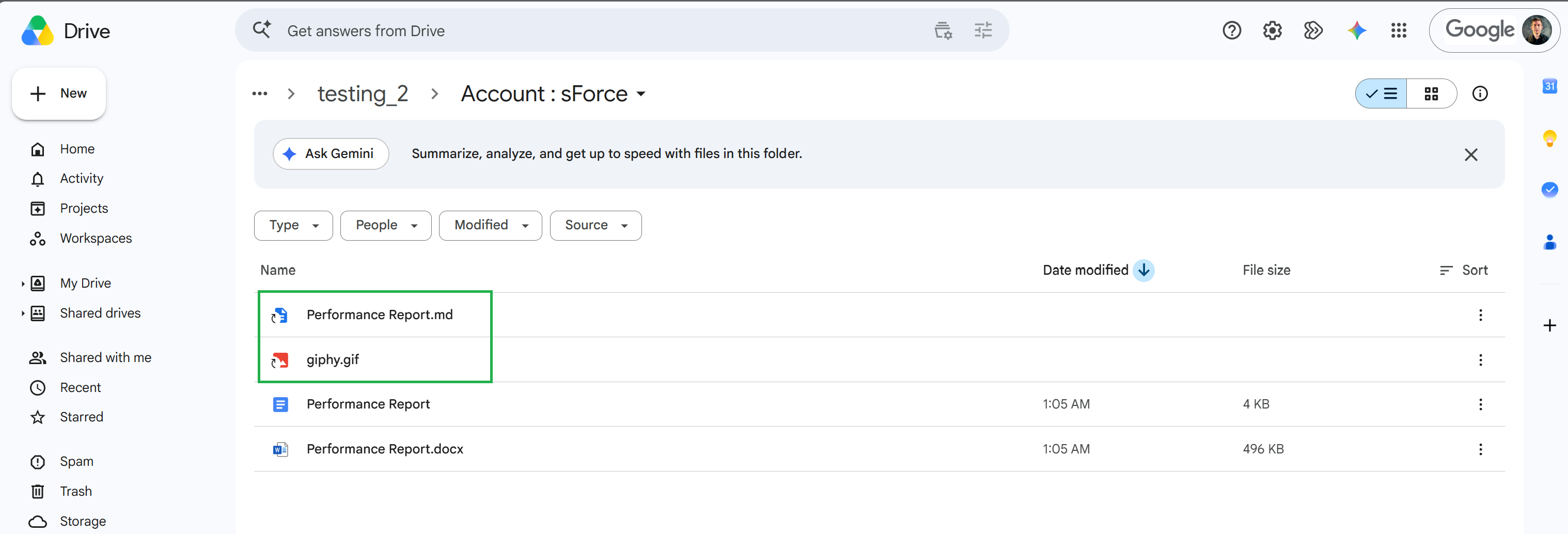 Drive shortcut in a record folder