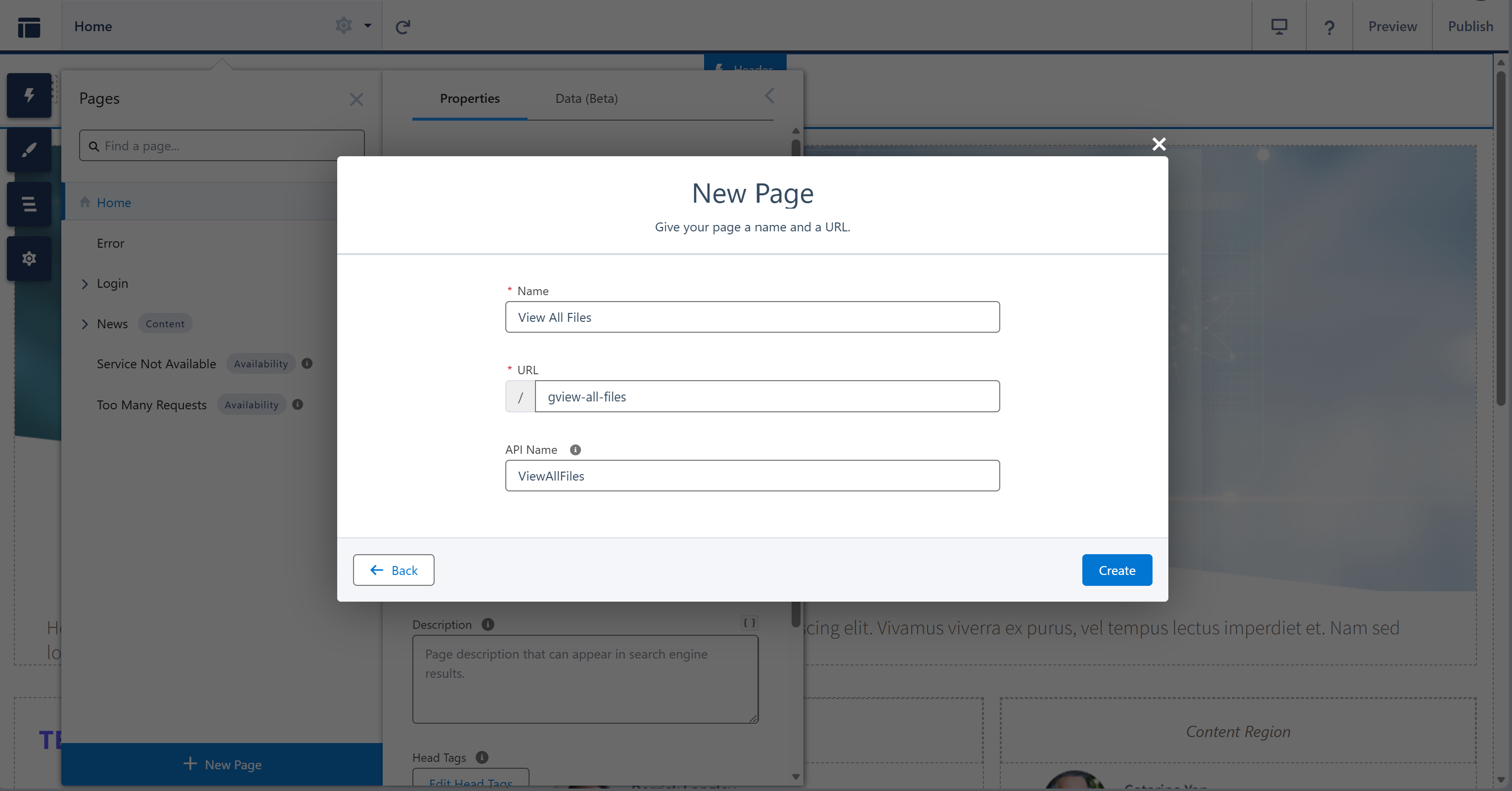 Creating the View All Files page in Experience Builder